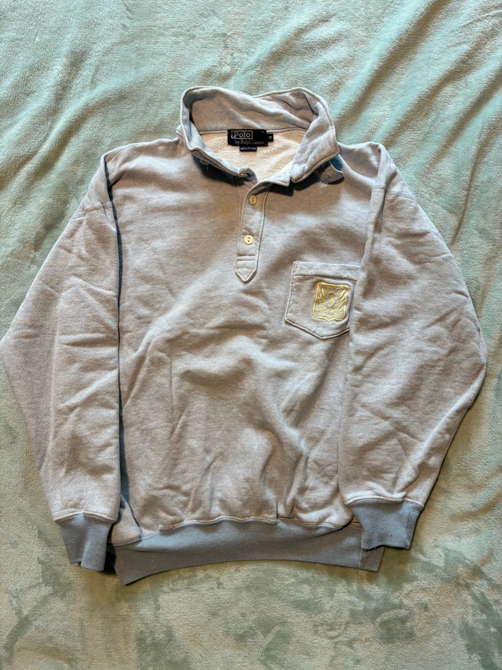 Polo by Ralph Lauren Light Gray Zip-Front Collared Sweater
